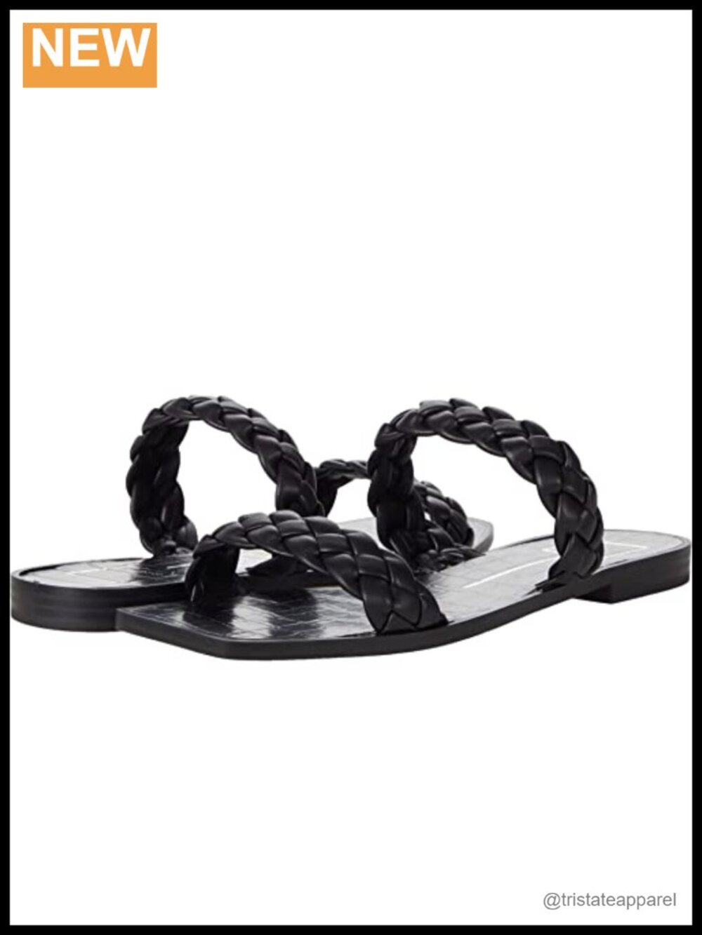 Dolce Vita Womens Black Stella Slip On Sandals Braided Straps Open Toe